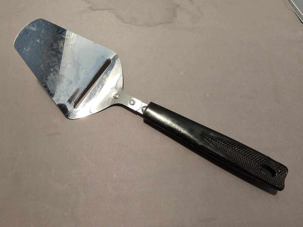 Vintage Ekco Stainless Steel Cheese Slicer/Server - Black Plastic Handle - USA
